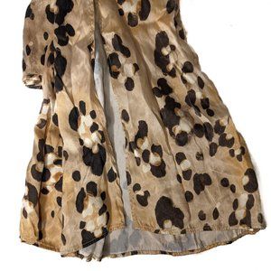 Shiny animal print midi skirt with leg slit